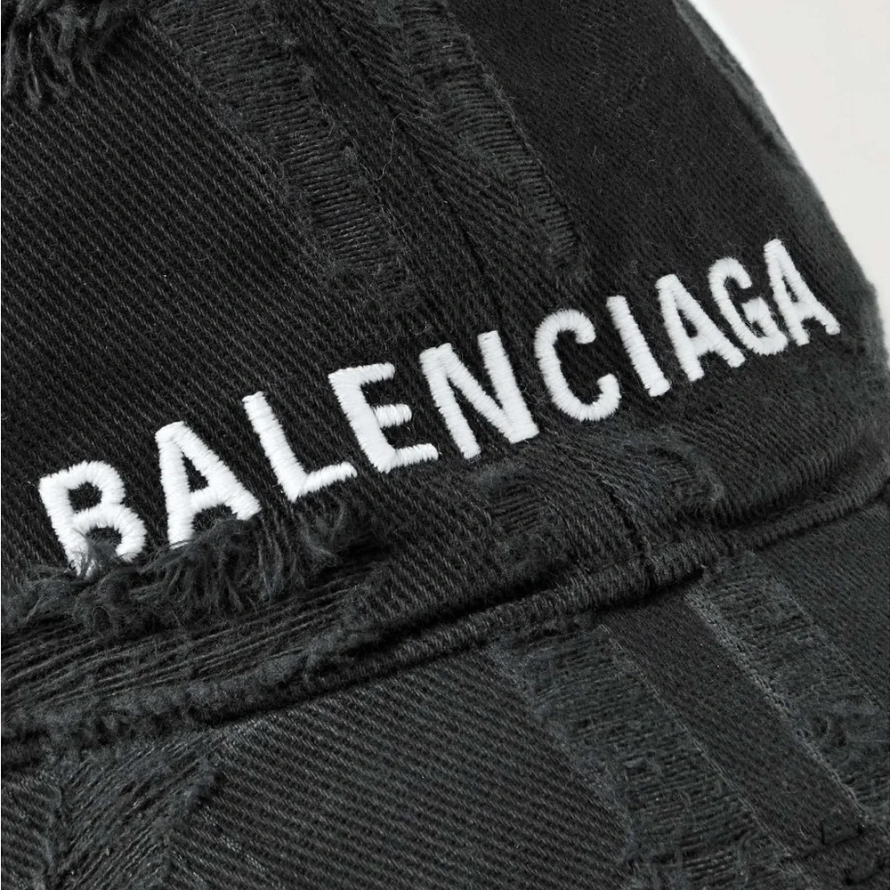 Balenciaga BB Distressed Logo-Embroidered Cotton-Twill Baseball Cap - Picture 3 of 4